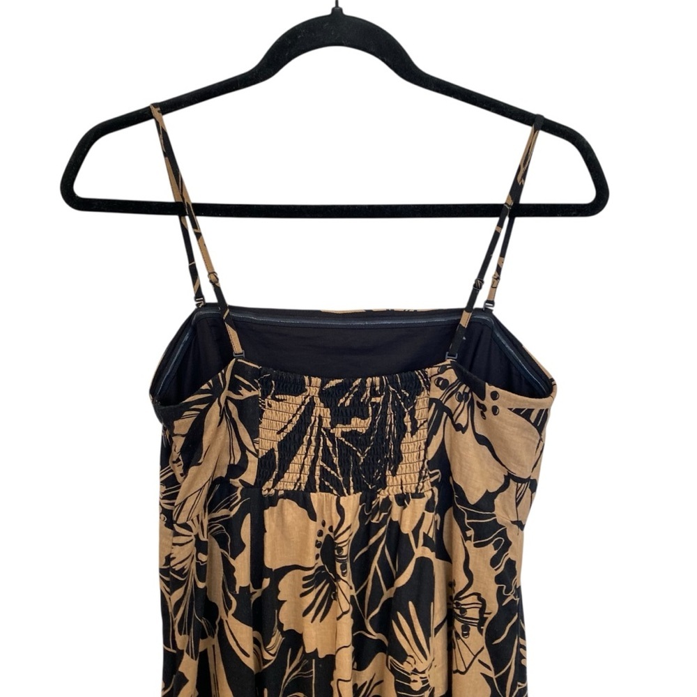 Gap Linen Floral Midi Dress Brown & Black With Removable Straps Small H66-809 - Picture 7 of 11